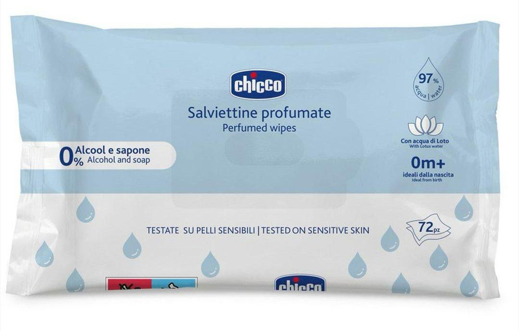 دستمال مرطوب 72عددی معطر 97% آب چیکو Chicco